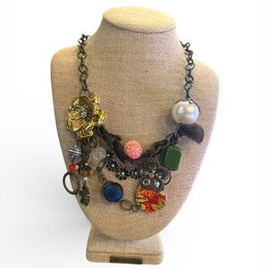 Plunder Floral Charm Necklace with Gold and Green Accents